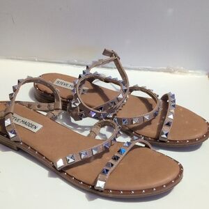 Steve Madden Brown Sandals with Silver Studs